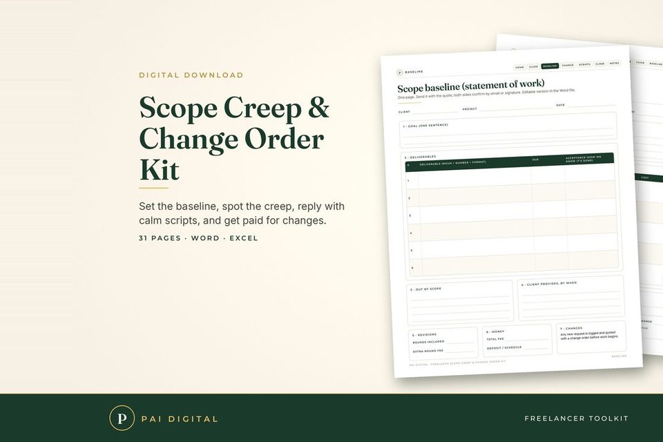 Freelance Scope Creep & Change Order Kit cover