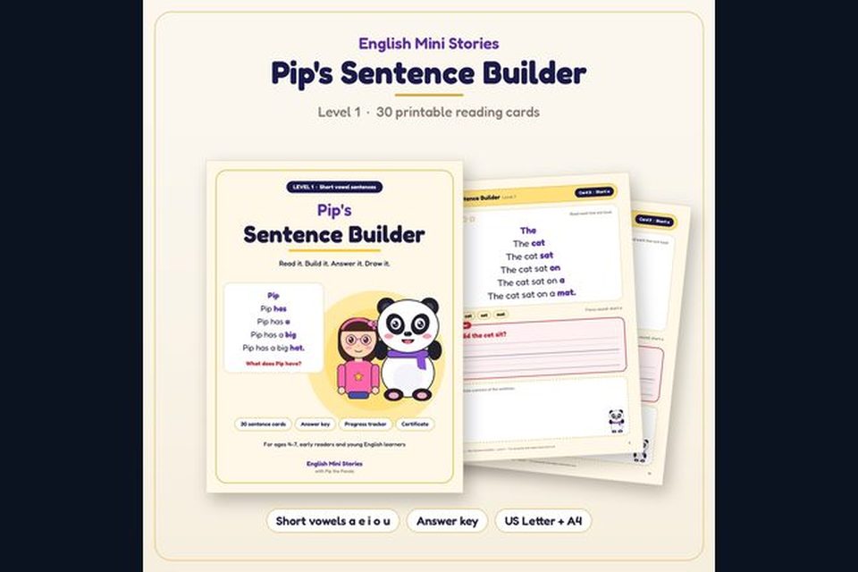 Pip's Sentence Builder – Level 1 cover