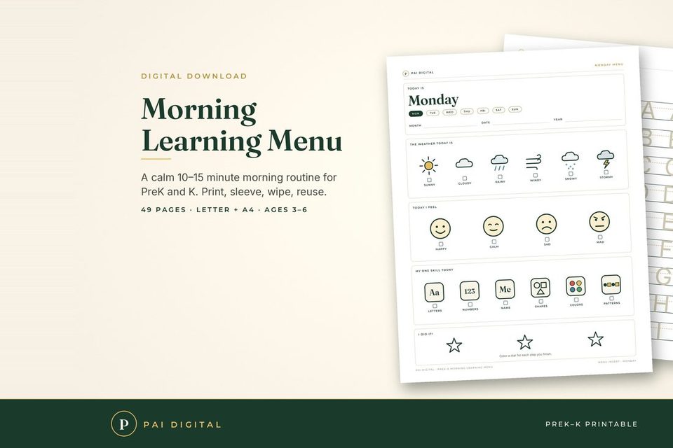 Preschool Morning Menu cover