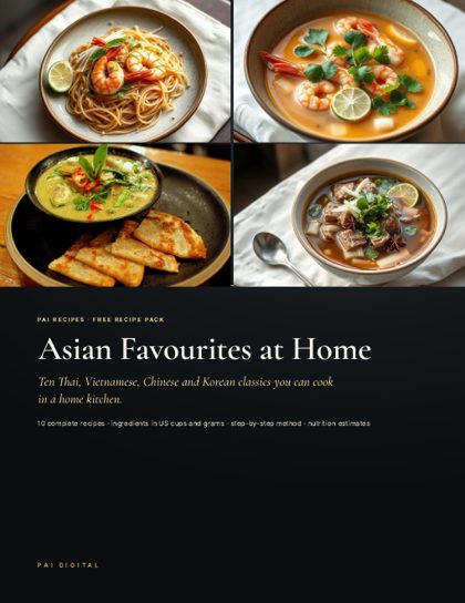 Cover of the Asian Favourites at Home recipe pack