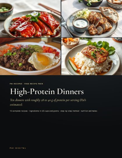 Cover of the High-Protein Dinners recipe pack