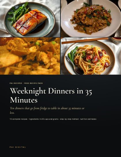 Cover of the Weeknight Dinners in 35 Minutes recipe pack