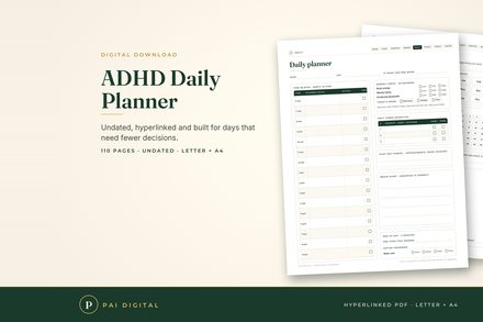 ADP-001 ADHD Planner, Undated Digital & Printable cover