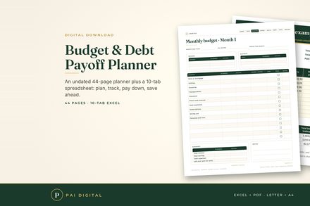 BUD-001 Budget Planner & Debt Payoff Spreadsheet cover