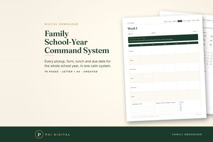 FSY-001 Family School Year Planner, Undated & Hyperlinked cover
