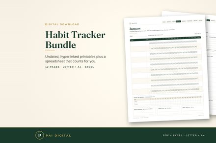 HAB-001 Habit Tracker, Undated Printable & Spreadsheet cover