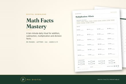 MFM-001 Math Facts Mastery, Fluency Practice Printables cover
