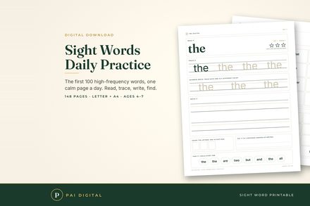 SWD-001 Sight Words Printable Pack, 100 Fry Words cover