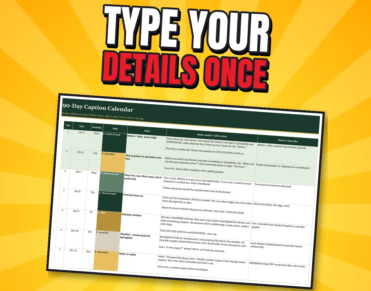The real 90-day caption calendar spreadsheet