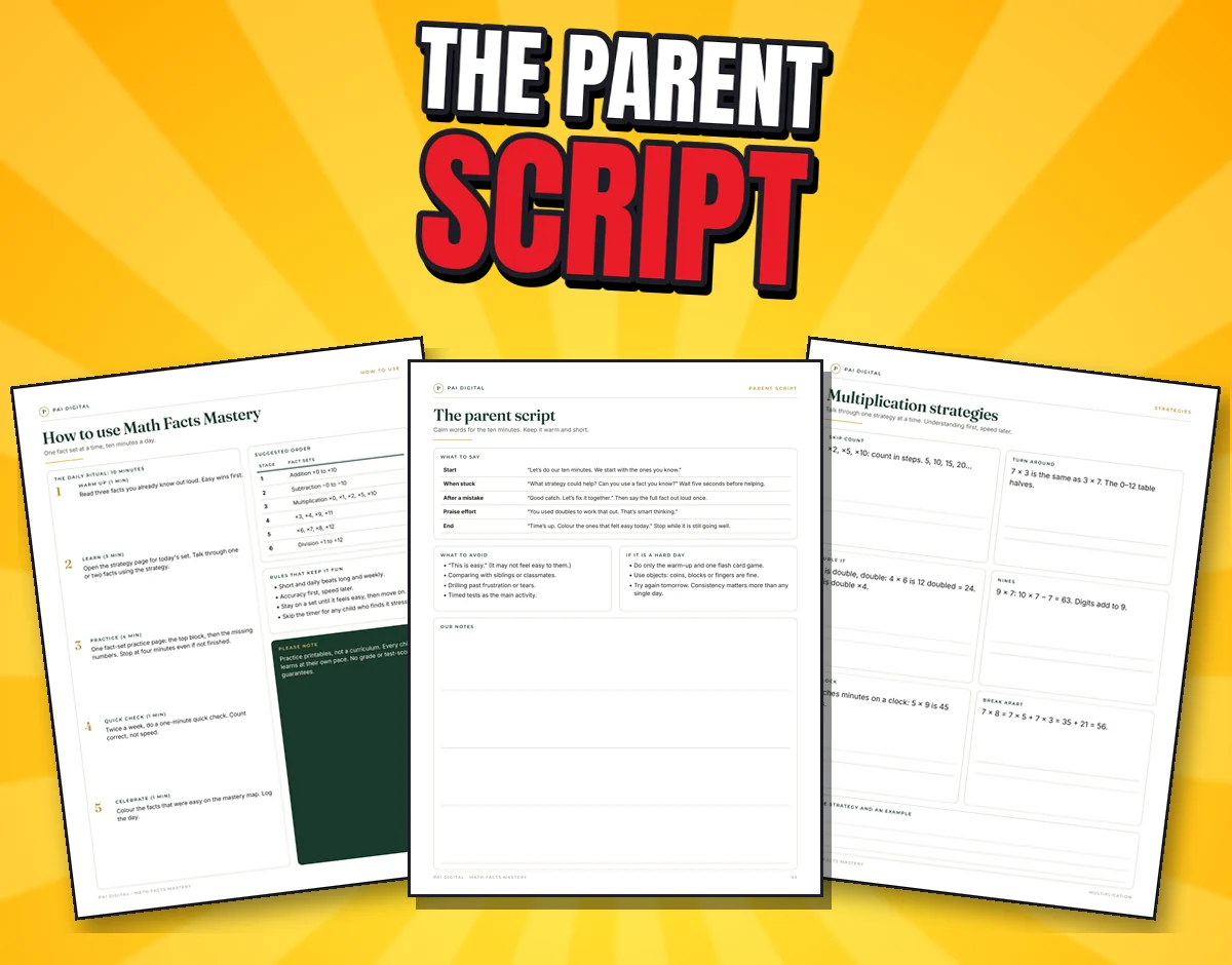 Three real pages: how to use, the parent script and multiplication strategies