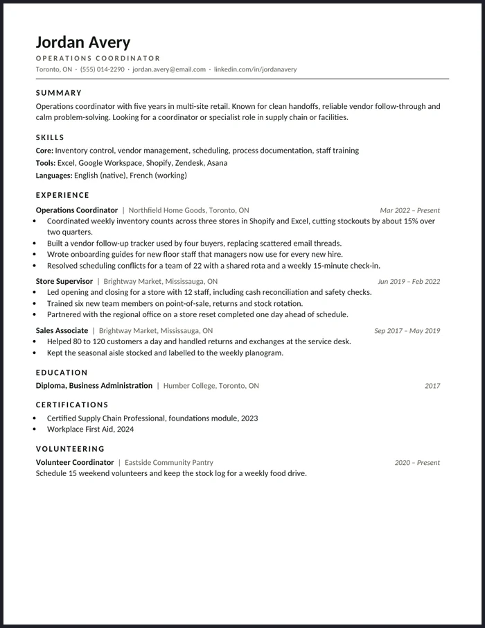 The real Minimal resume template (sample name and details are fictional)