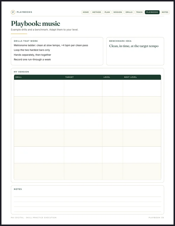 The real Playbook: music page from the planner