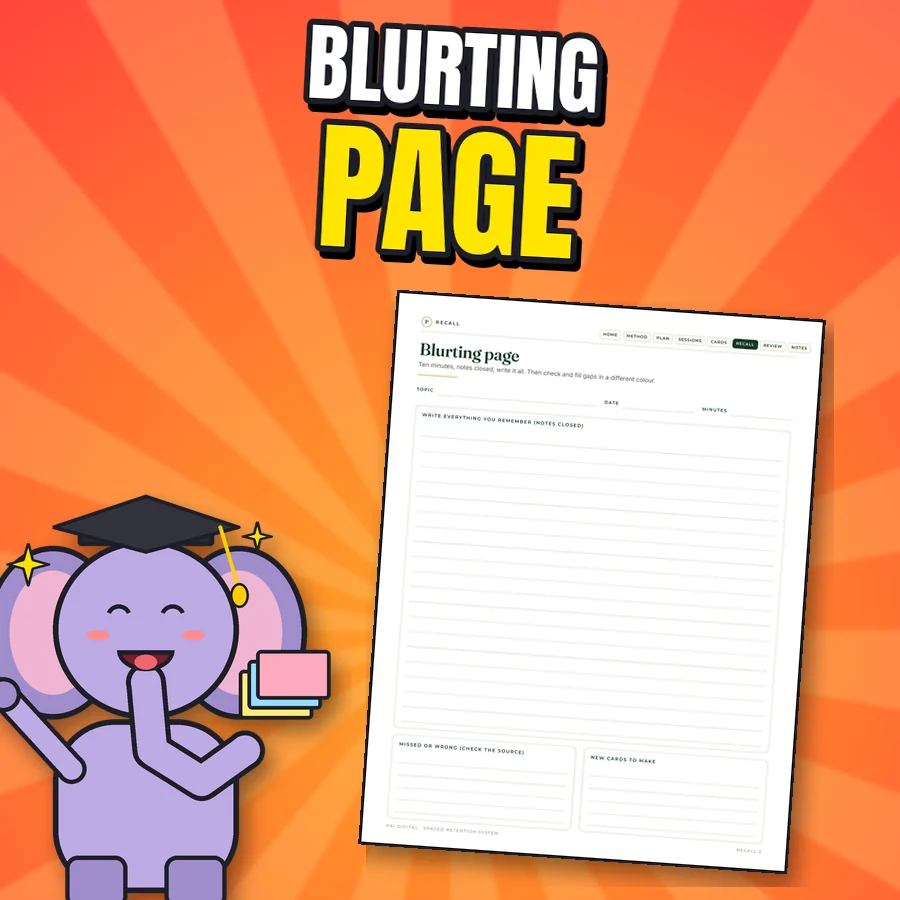 Happy elephant next to the real Blurting page