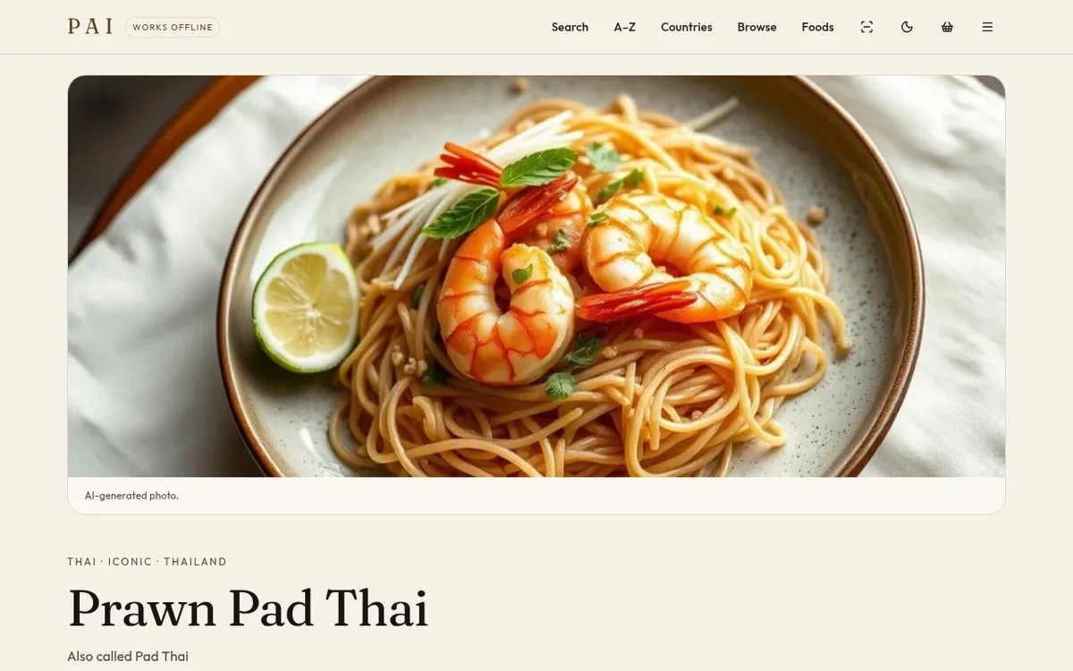 Prawn Pad Thai recipe page
